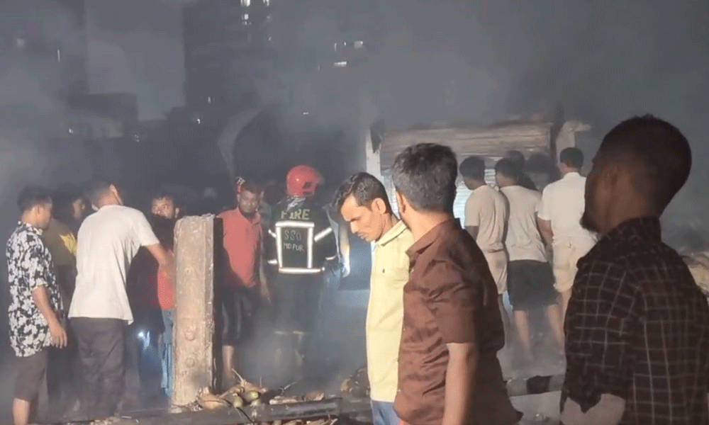 রায়েরবাজার সাদেক খান কৃষি মার্কেটে আগুন