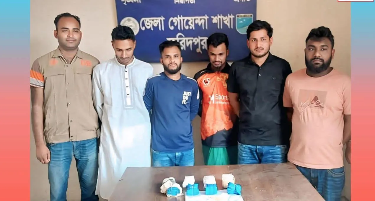 ফরিদপুরে মাদক বিরোধী অভিযান, ৫মাদক কারবারীসহ ১০হাজার ১০০পিস ইয়াবা আটক