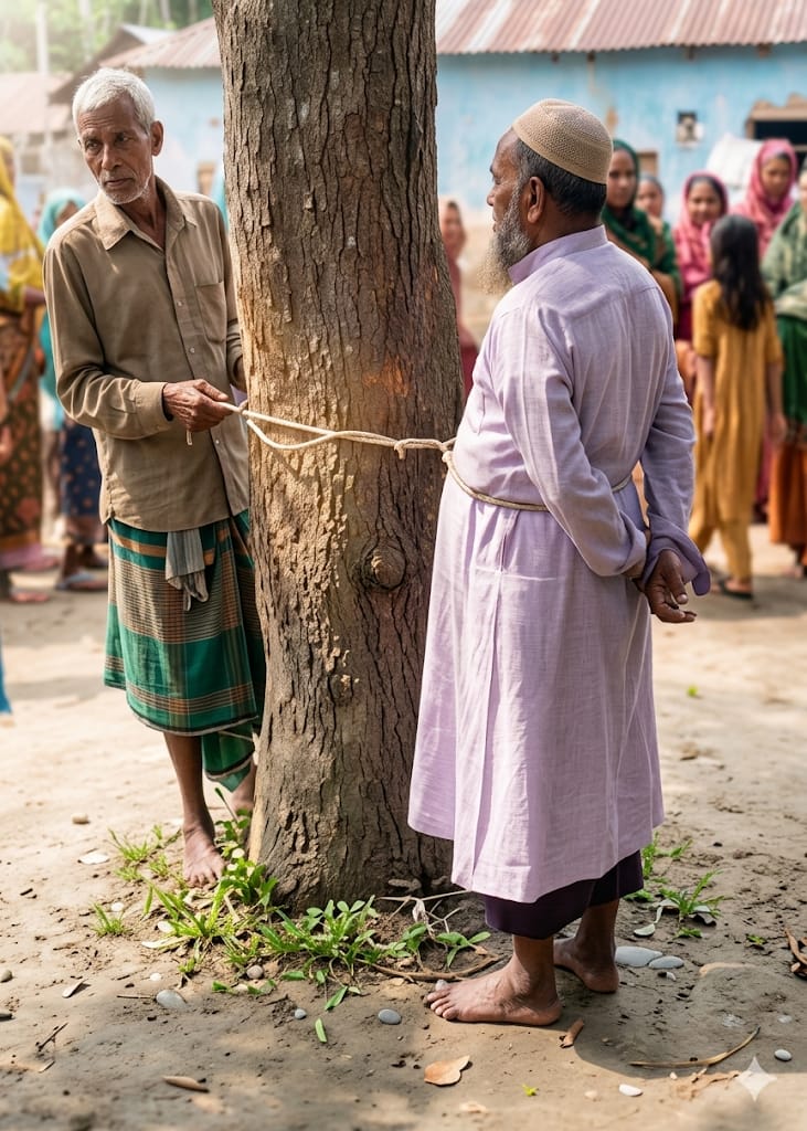 লালমনিরহাটে বৃদ্ধকে গাছে বেঁ'ধে মধ্যযুগীয় কা'য়দায় নি'র্যাতন