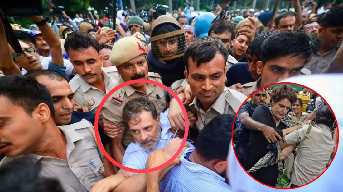 নরেন্দ্র মোদির বাসভবনের সামনে থেকে রাহুল ও প্রিয়াঙ্কা গান্ধী আটক