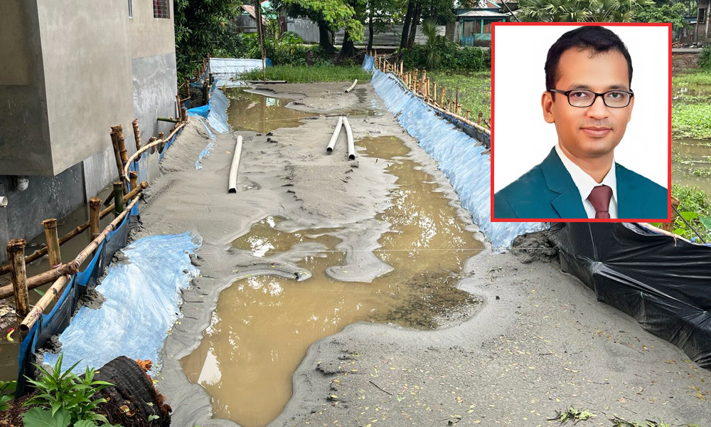 নদী থেকে অবৈধভাবে বালু তুলে রাস্তা নির্মাণের অভিযোগ ইউএনওর বিরুদ্ধে