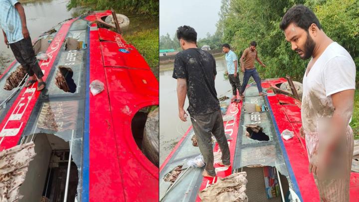 নিয়ন্ত্রণ হারিয়ে বাস খালে, গণঅধিকার পরিষদের নেতাসহ আহত ১৫