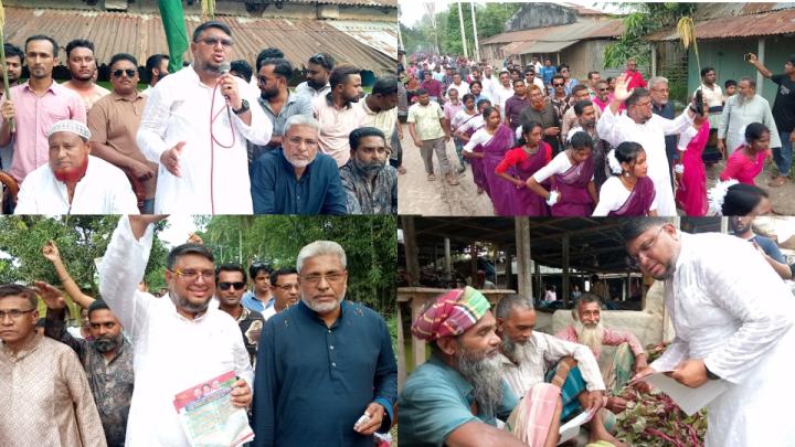 পাঁচবিবির বাগজানায় ধানের শীষে ভোট চাইলেন এমপি প্রার্থী মাসুদ রানা প্রধান