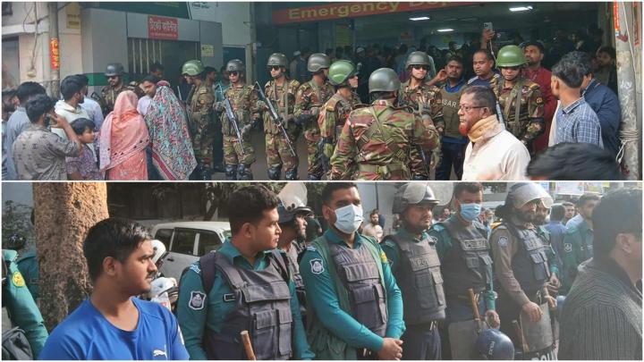 ওসমান হাদি গুলিবিদ্ধ : ঢামেকে সেনাবাহিনী ও পুলিশের কঠোর নিরাপত্তা