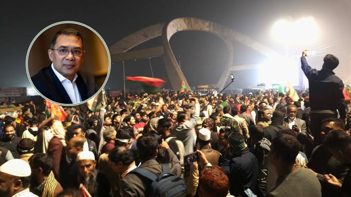 ‘লিডার আসছে’ স্লোগানে-স্লোগানে রাতেও মুখর ৩০০ ফিট এলাকা