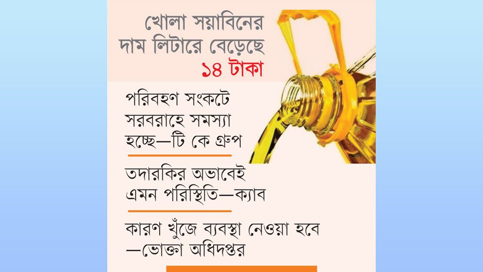 বাজারে বোতল সয়াবিনের কৃত্রিম সংকট তৈরি