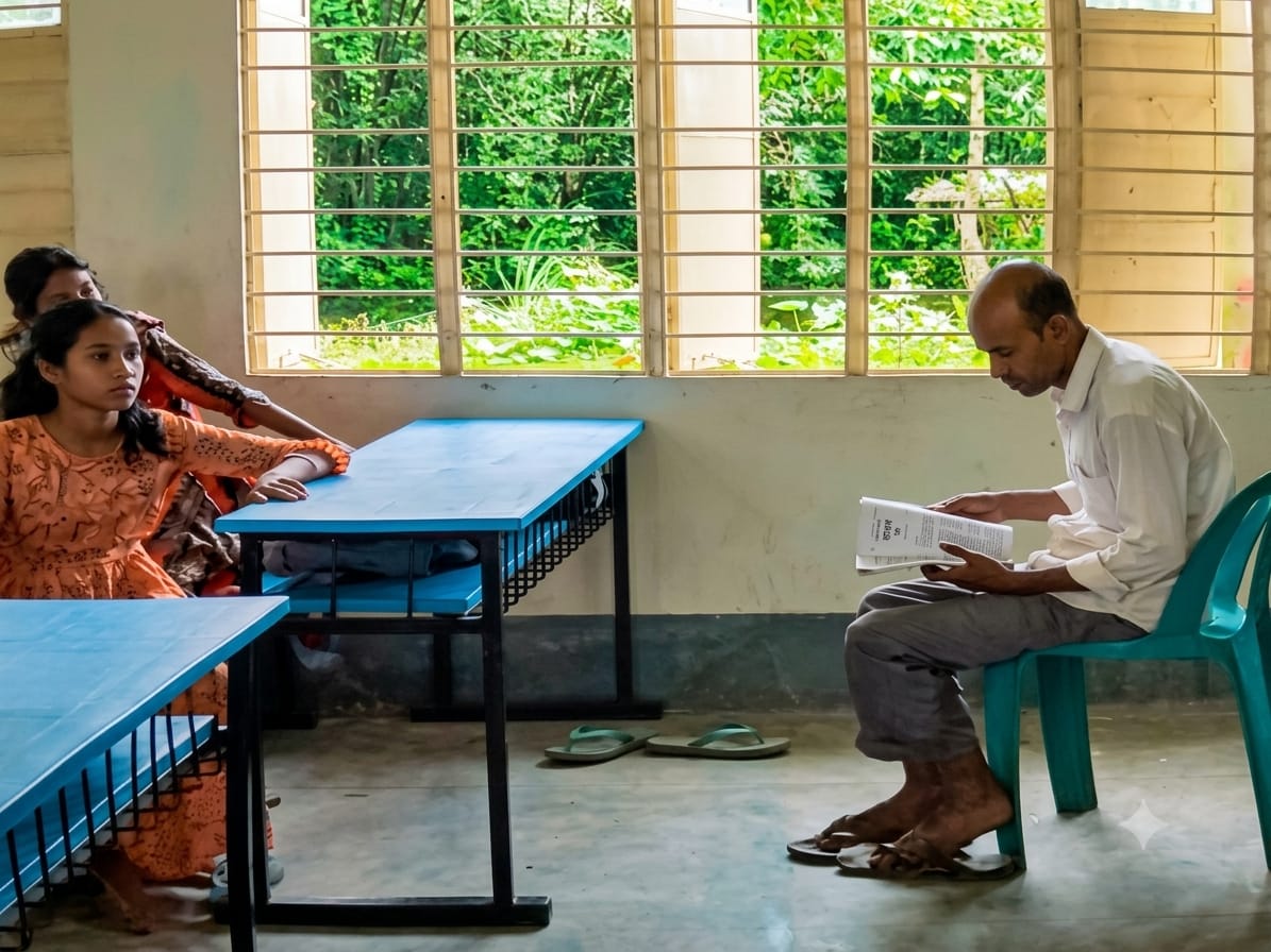 লালমনিরহাটে নৈশ প্রহরী নেন ক্লাস, শিক্ষক সামলান সন্তান 