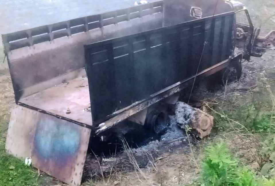 সালথায় গরু চুরির চেষ্টা ব্যর্থ, ট্রাকে অগ্নি সংযোগ 