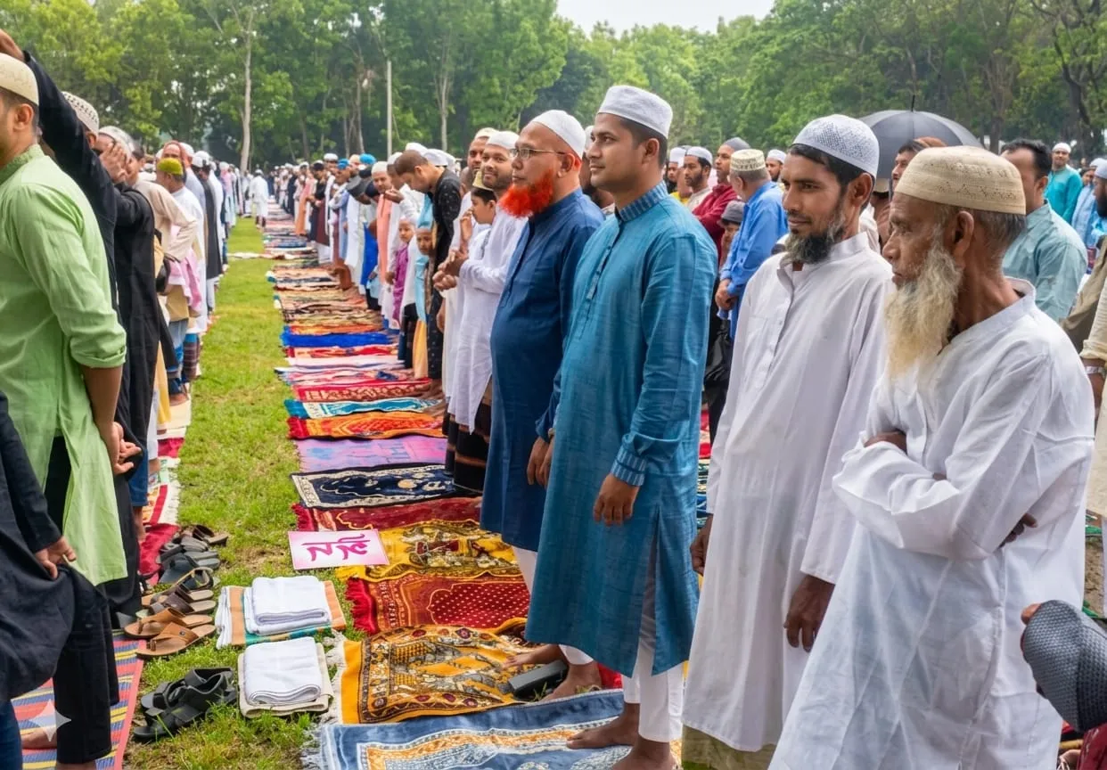 ফরিদপুরের পল্লীতে খরসূতী ঈদগাহে বৃহত্তর ঈদ জামাত